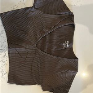 Garage Brown Fitted Wrap Crop Top